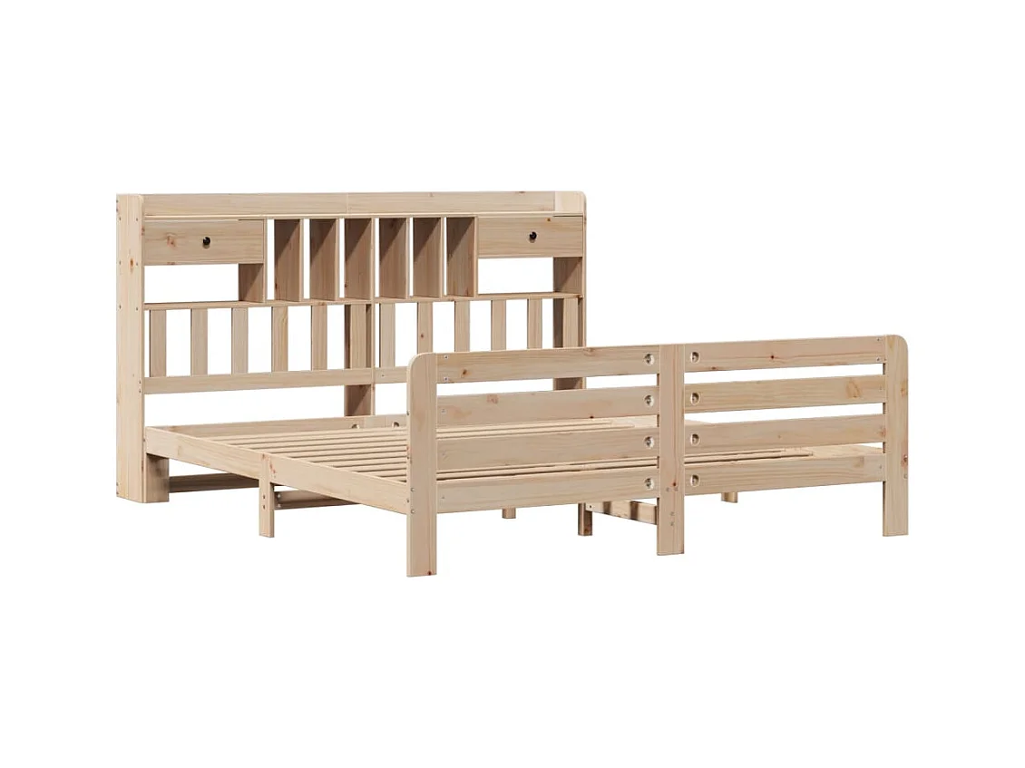 Letto a libreria senza materasso 180x200 cm in legno massello di pino