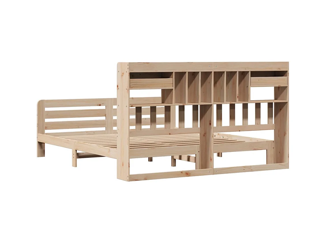 Letto a libreria senza materasso 180x200 cm in legno massello di pino