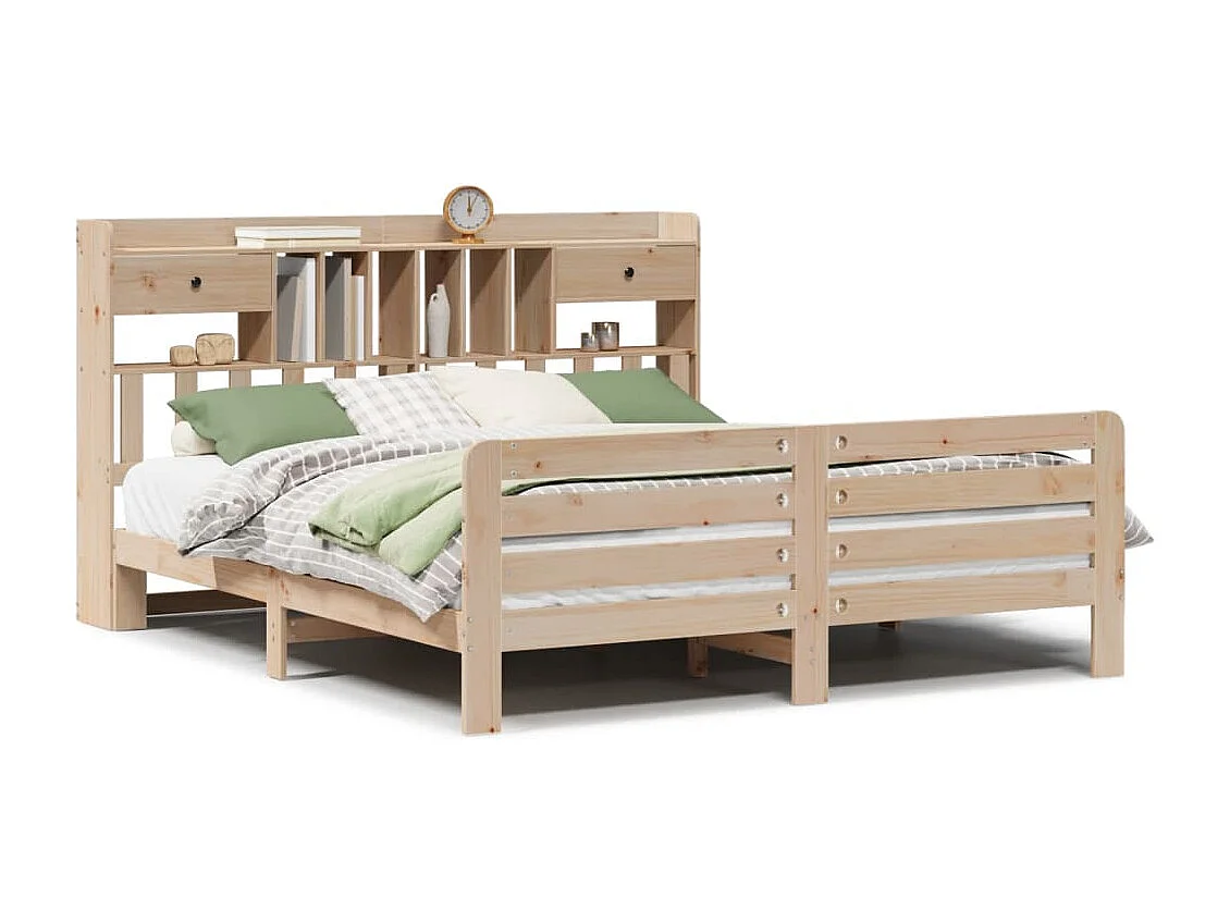 Bibliotheksbett ohne Matratze 180x200 cm Massivholz Kiefer