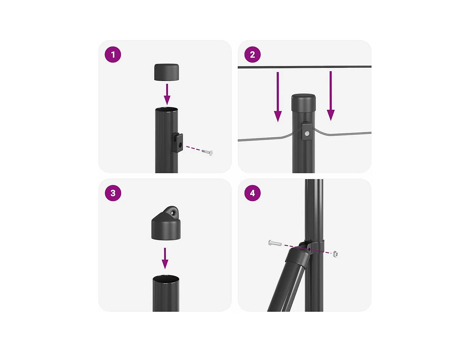 Estructura de cama con dosel sin colchón de metal blanco 90x200 cm