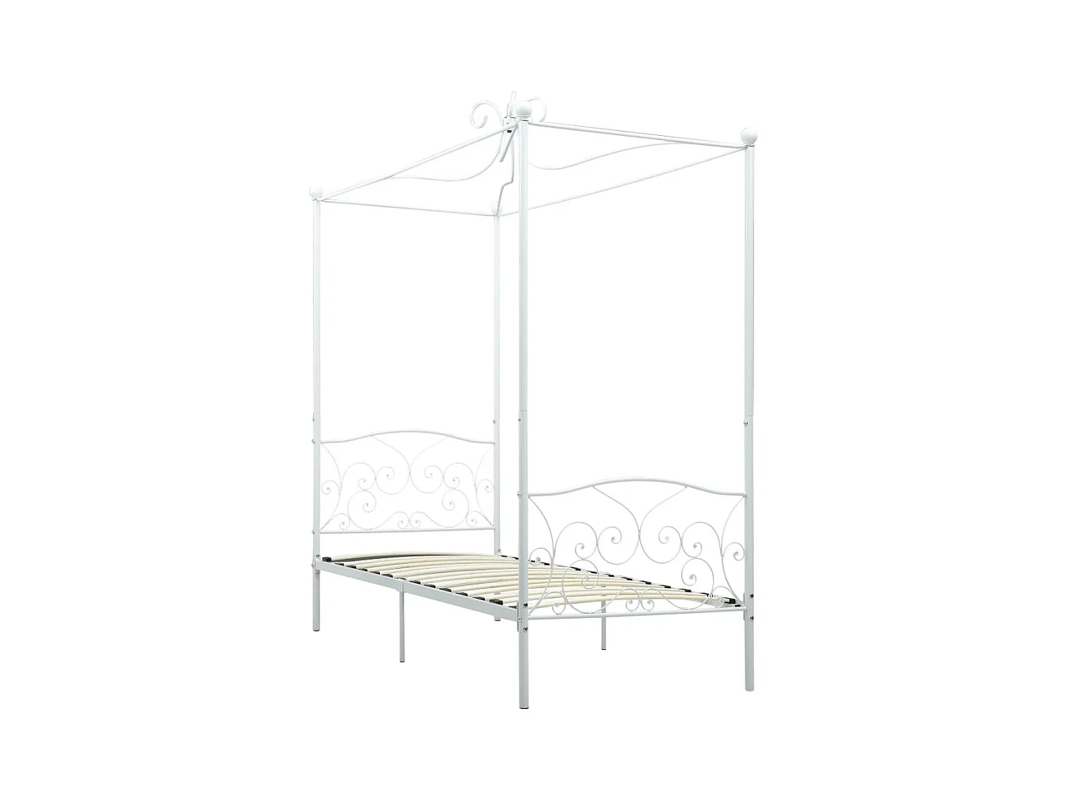Estructura de cama con dosel sin colchón de metal blanco 90x200 cm