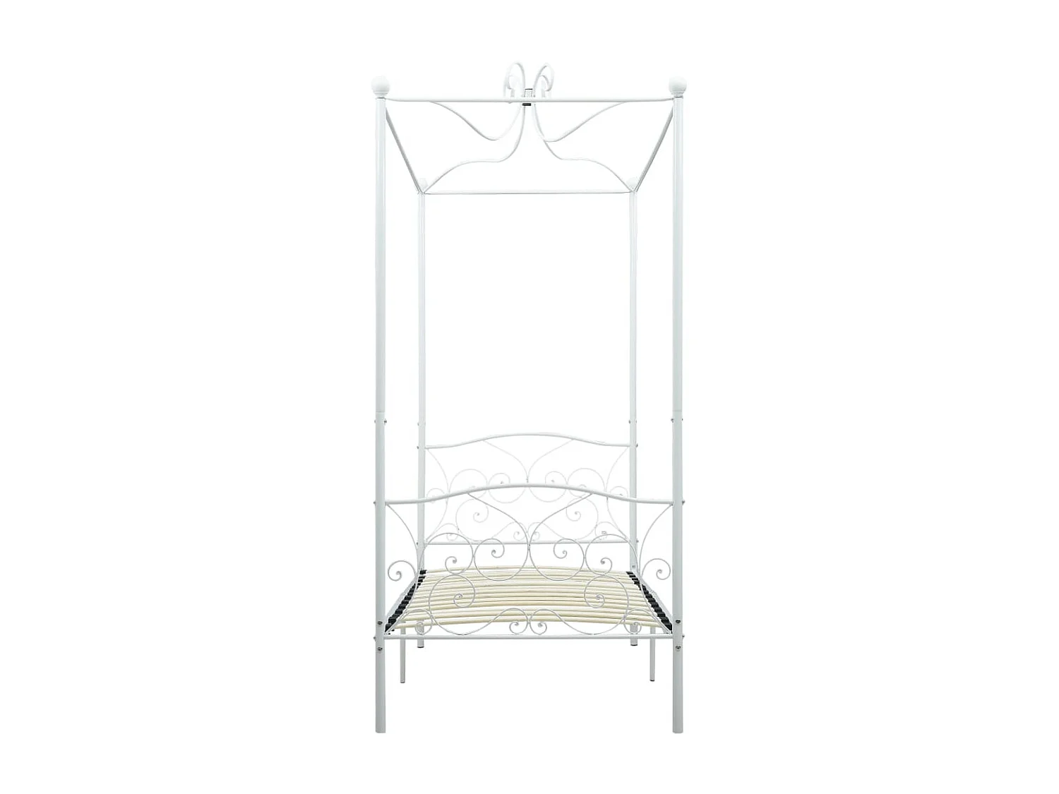 Cadre de lit à baldaquin sans matelas blanc métal 90x200 cm