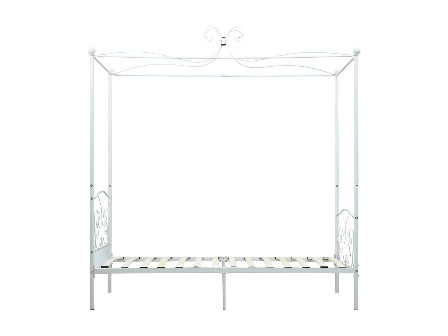 Cadre de lit à baldaquin sans matelas blanc métal 90x200 cm