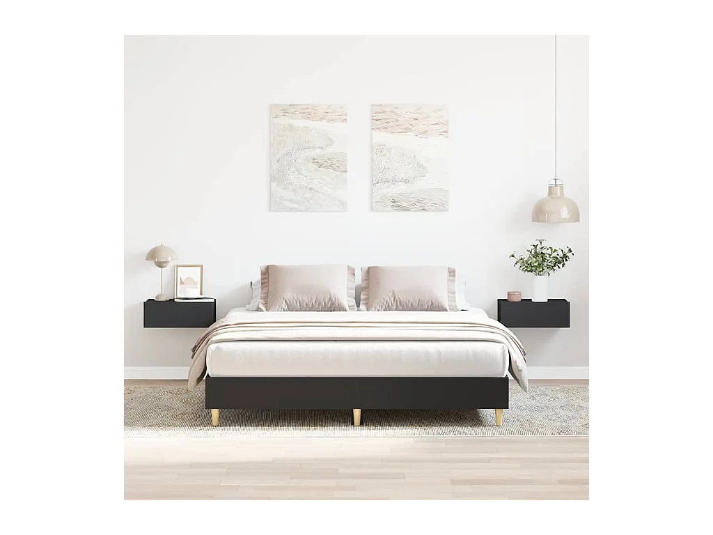 Estructura de cama sin colchón negra 150x200 cm madera contrachapada