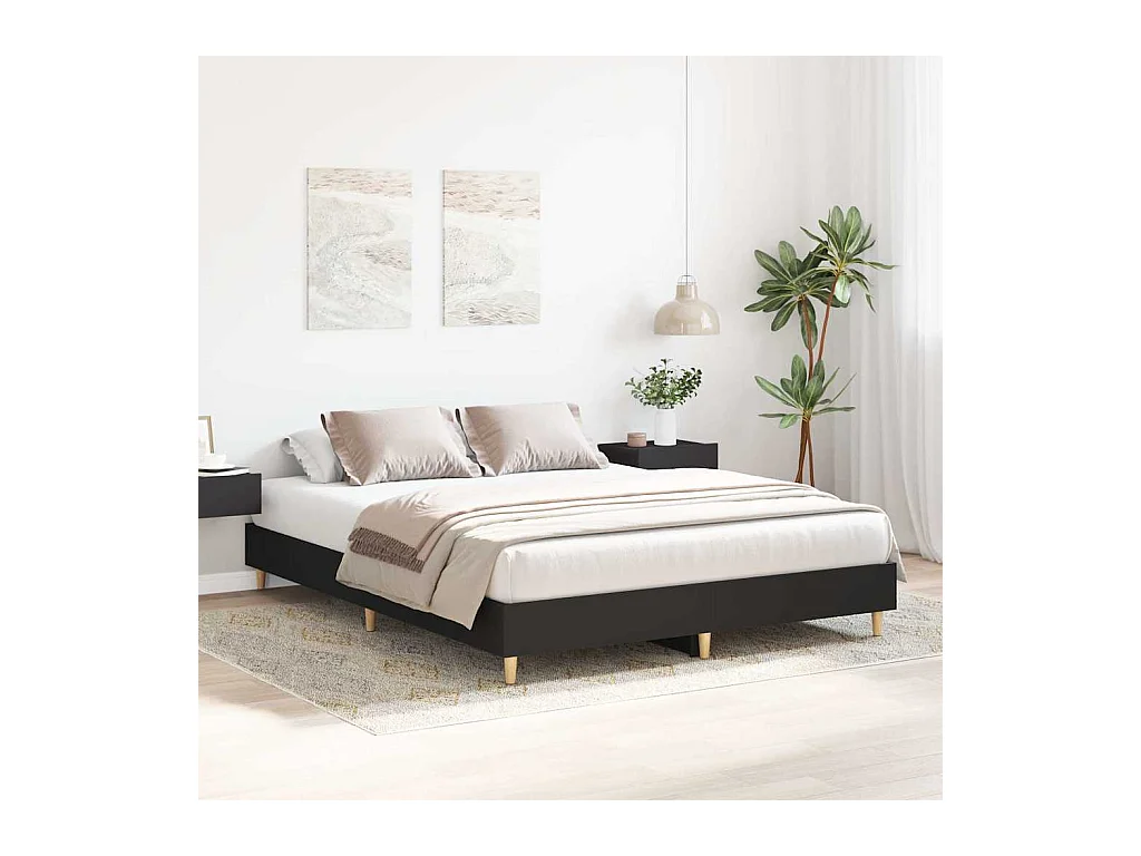 Estructura de cama sin colchón negra 150x200 cm madera contrachapada