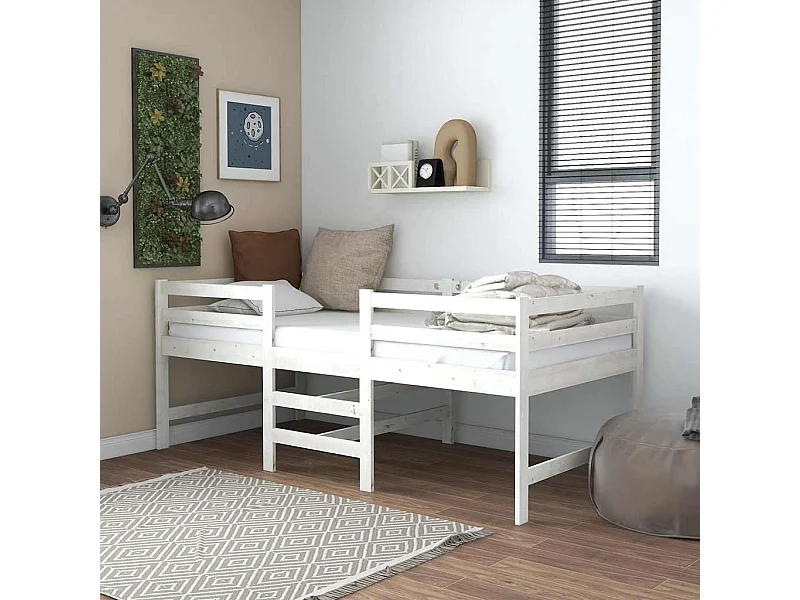 Struttura letto senza materasso bianco 90x200 cm in legno massello di pino