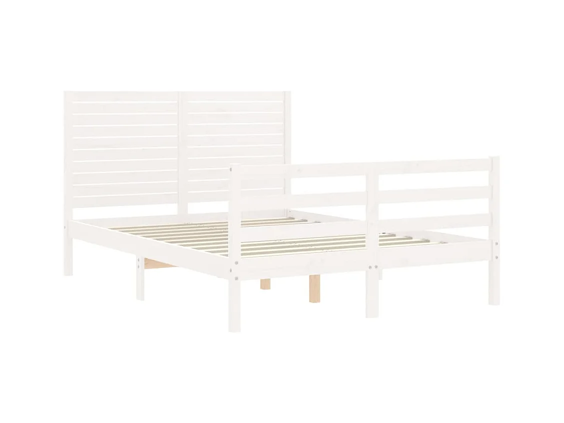 Cadre de lit sans matelas blanc bois massif