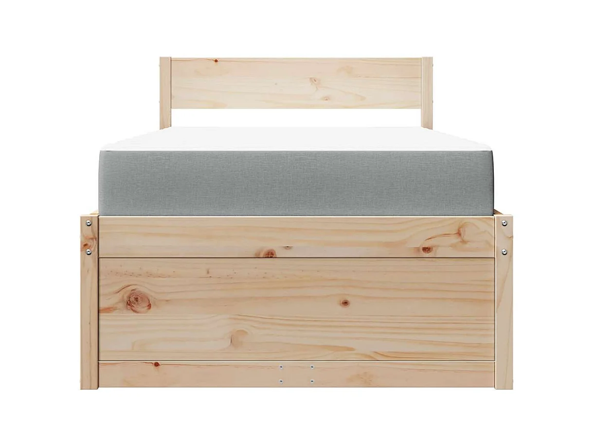 Lit avec tiroirs et matelas 90x200 cm bois massif de pin