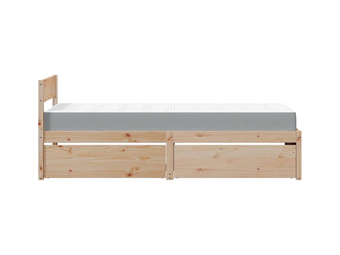 Lit avec tiroirs et matelas 90x200 cm bois massif de pin