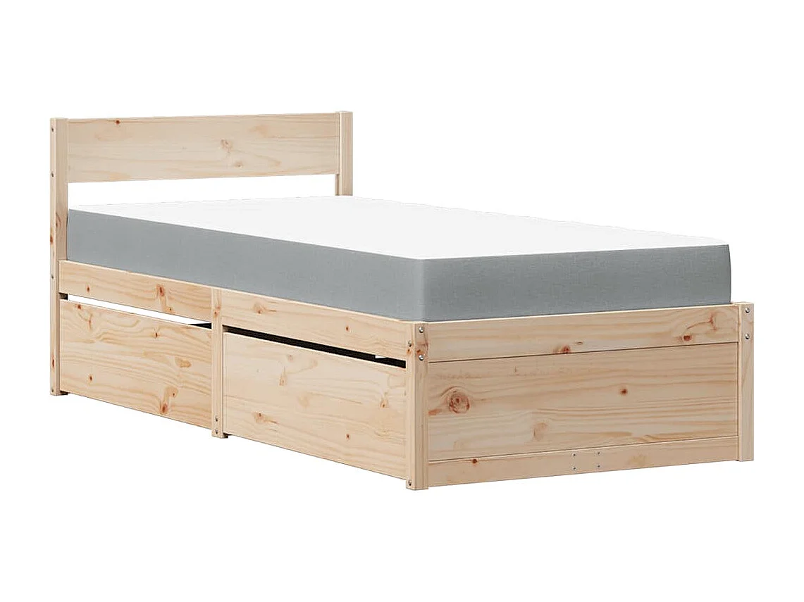 Lit avec tiroirs et matelas 90x200 cm bois massif de pin
