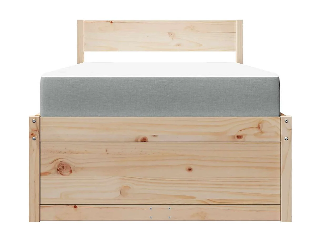 Lit avec tiroirs et matelas 90x200 cm bois massif de pin