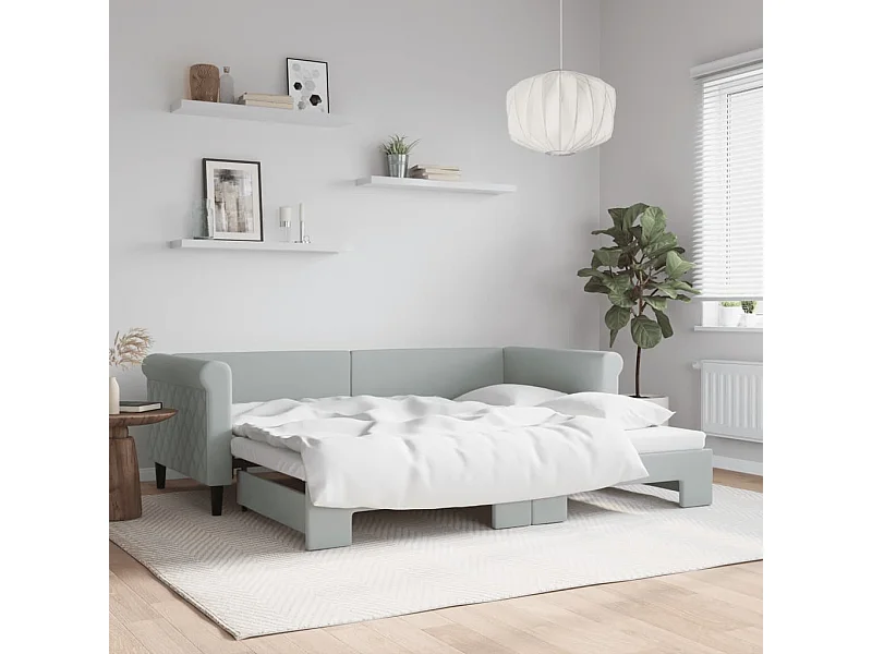 Divano letto con letto estraibile senza materasso grigio chiaro 90x200 cm