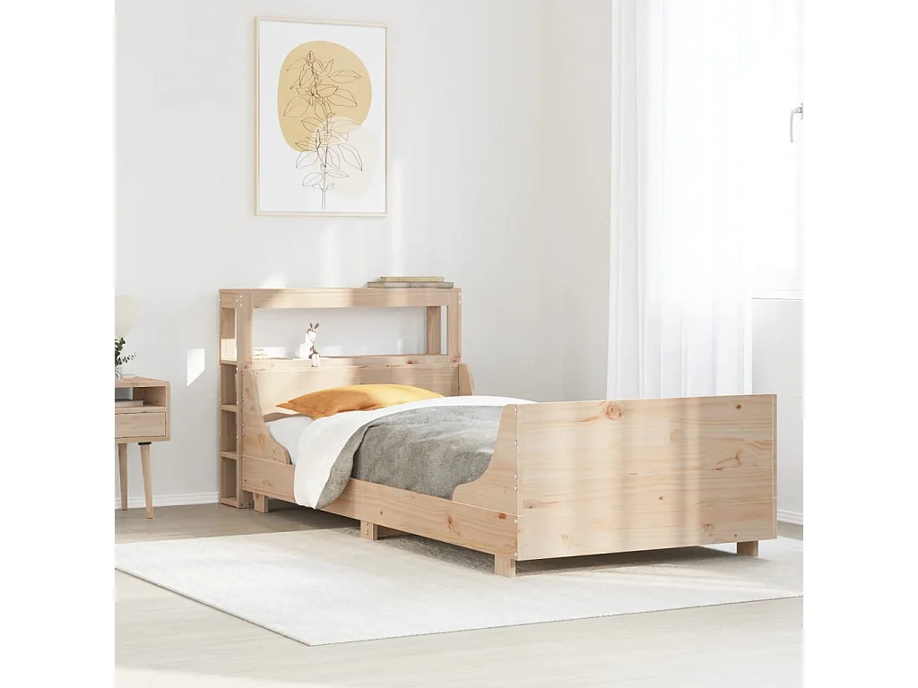 Estructura de cama sin colchón 90x200 cm madera maciza de pino