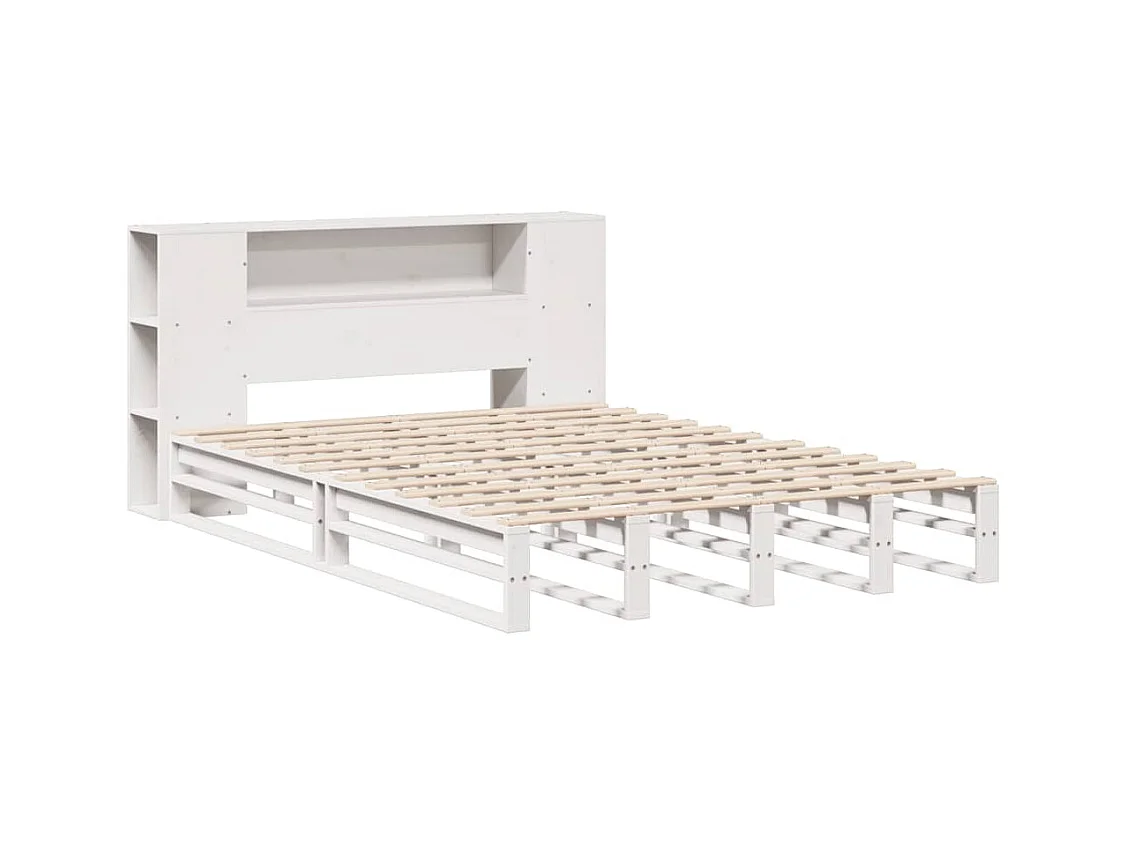 Wit boekenkastbed zonder matras 140x200 cm massief hout