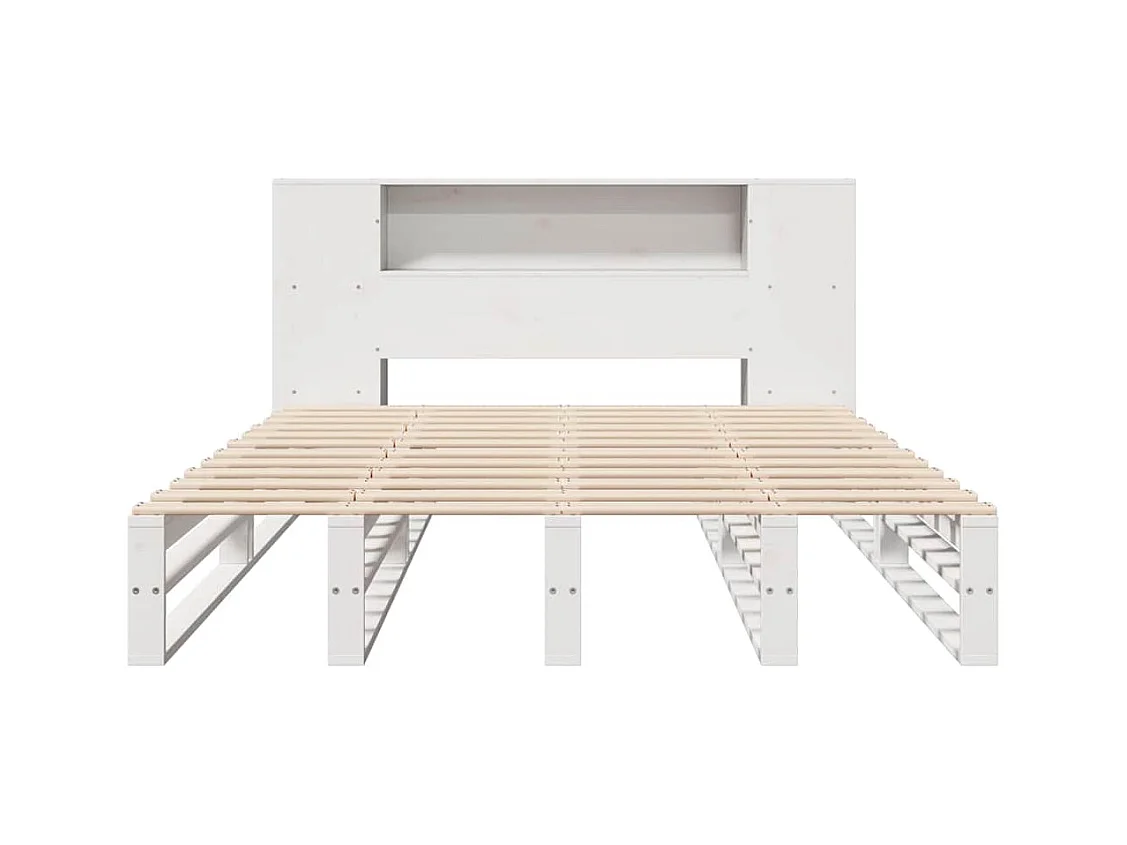 Wit boekenkastbed zonder matras 140x200 cm massief hout