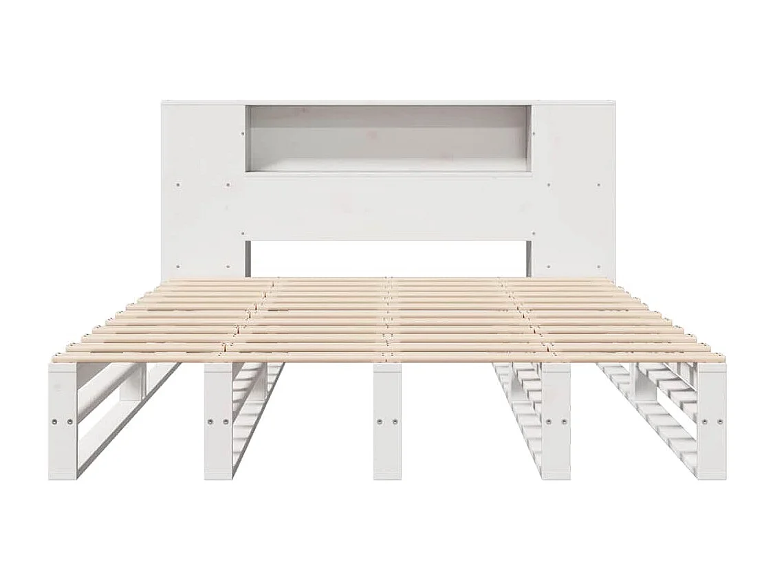 Letto libreria bianco senza materasso 140x200 cm in legno massello