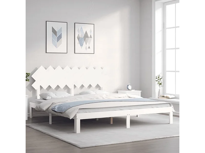 Bedframe zonder matras wit massief grenenhout