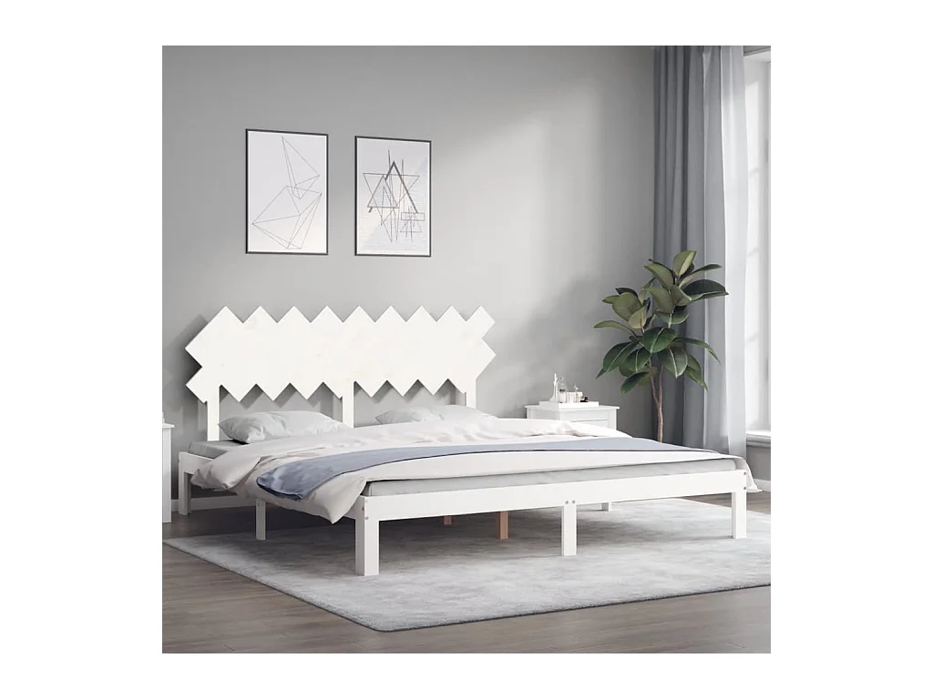 Bedframe zonder matras wit massief grenenhout