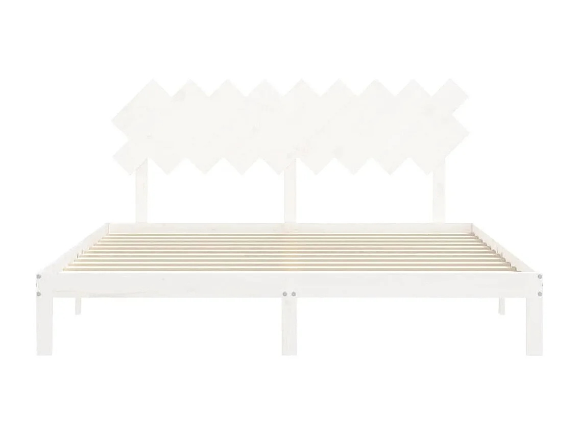 Cadre de lit sans matelas blanc bois massif de pin