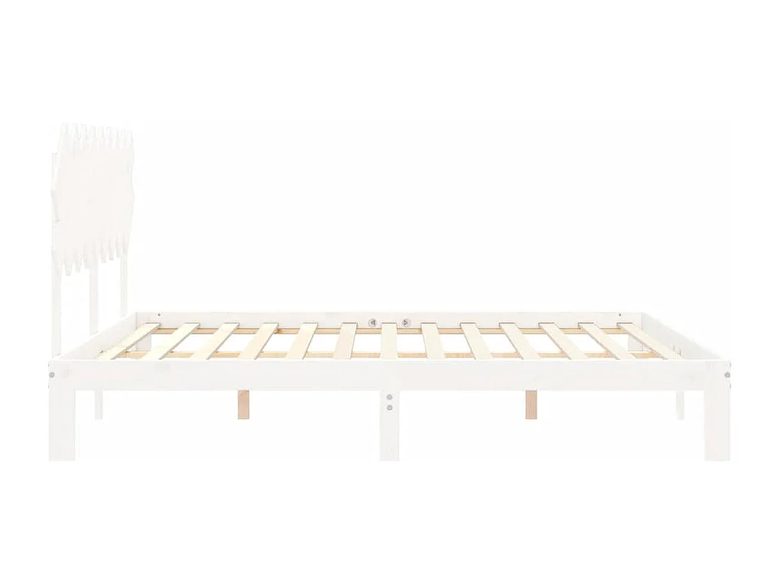 Cadre de lit sans matelas blanc bois massif de pin