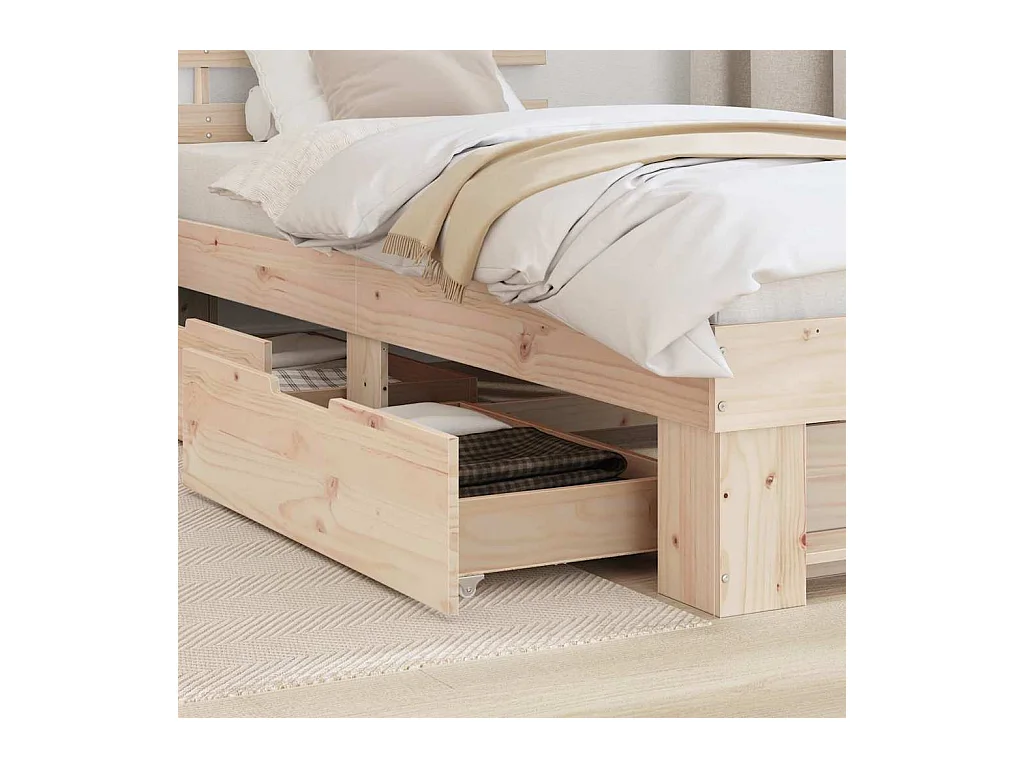 Cadre de lit avec tiroir Marron 90 x 200 cm Bois massif en pin