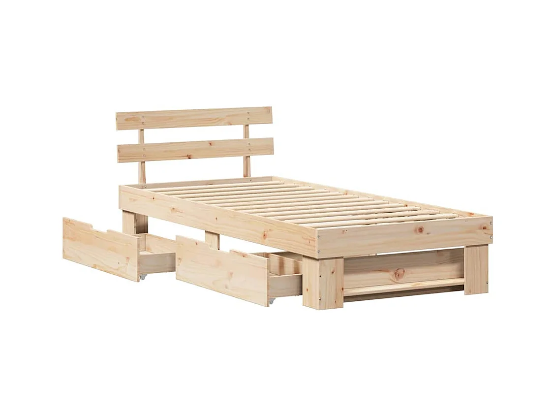 Cadre de lit avec tiroir Marron 90 x 200 cm Bois massif en pin