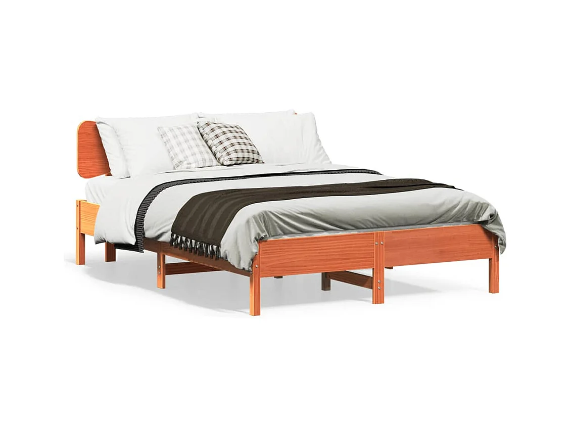 Bedframe zonder matras bruin gewaxt 150x200cm massief grenenhout