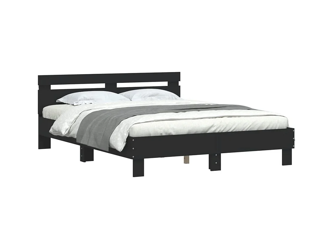 Struttura letto con LED senza materasso nero 140x200 cm