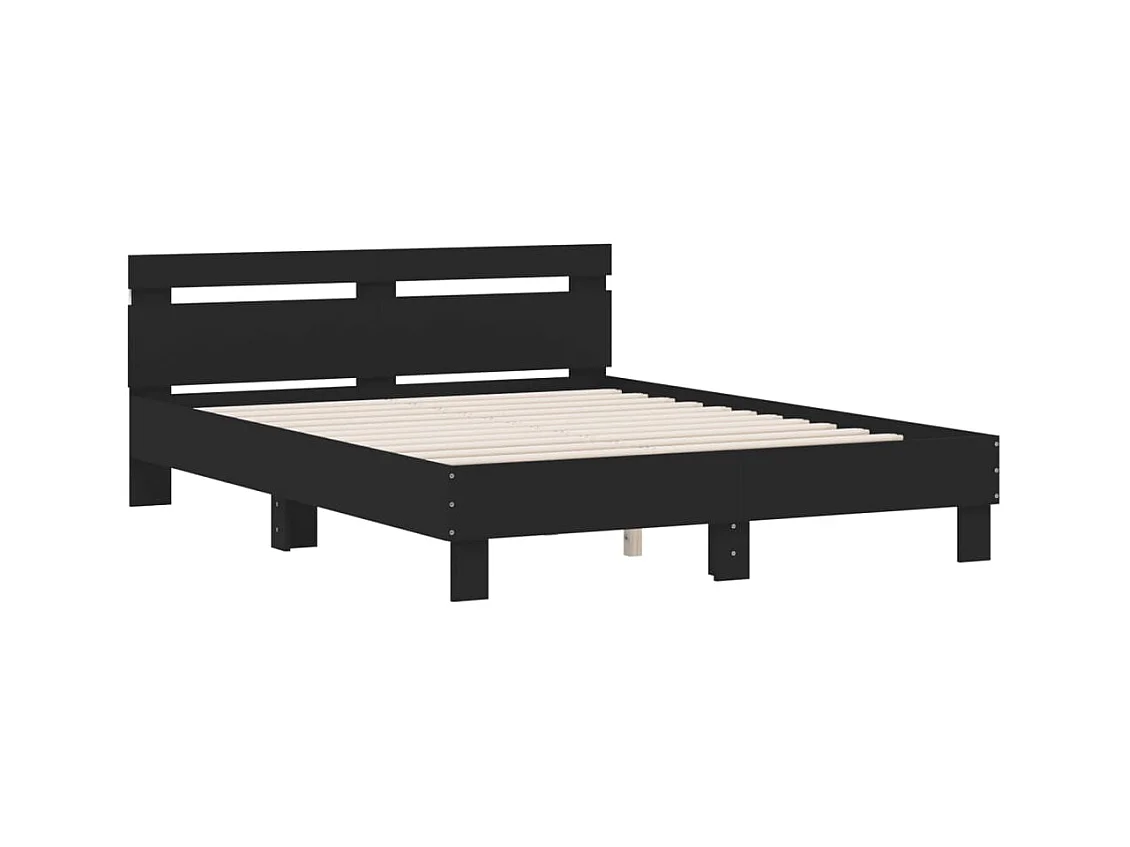Cadre de lit avec LED sans matelas noir 140x200 cm