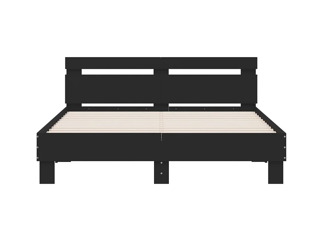 Cadre de lit avec LED sans matelas noir 140x200 cm