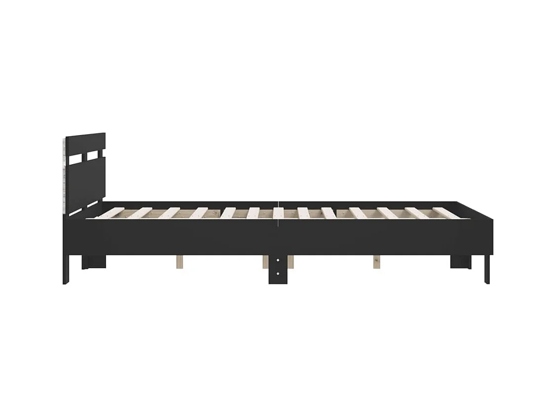 Cadre de lit avec LED sans matelas noir 140x200 cm