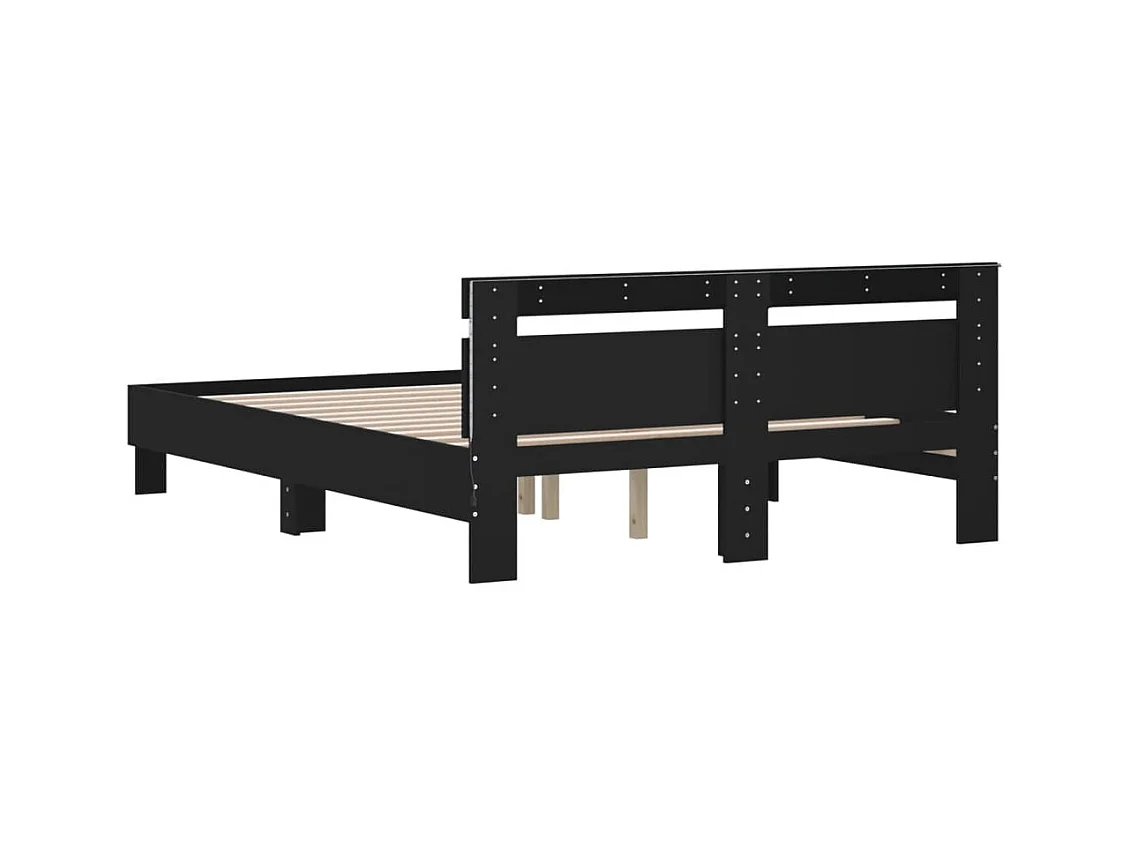 Cadre de lit avec LED sans matelas noir 140x200 cm