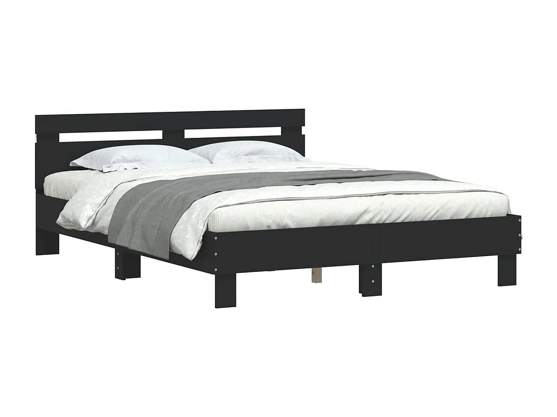 Bedframe met LED zonder matras zwart 140x200 cm