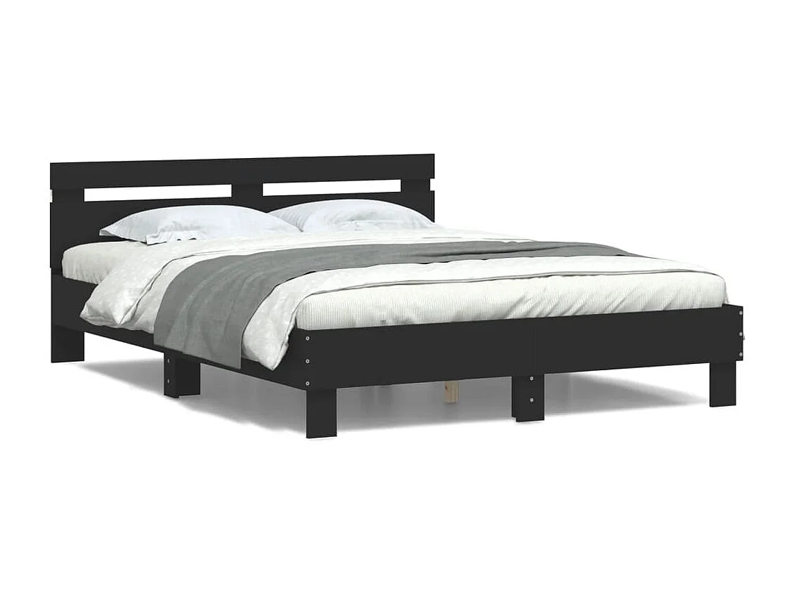 Bedframe met LED zonder matras zwart 140x200 cm