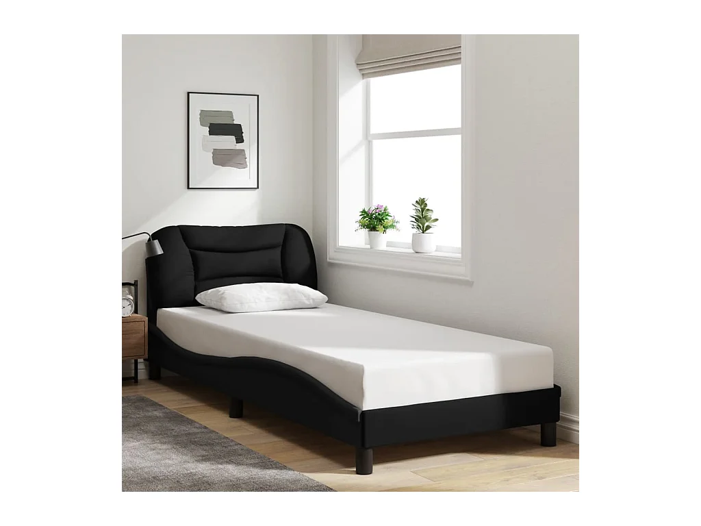 Struttura letto senza materasso tessuto nero 80x200 cm