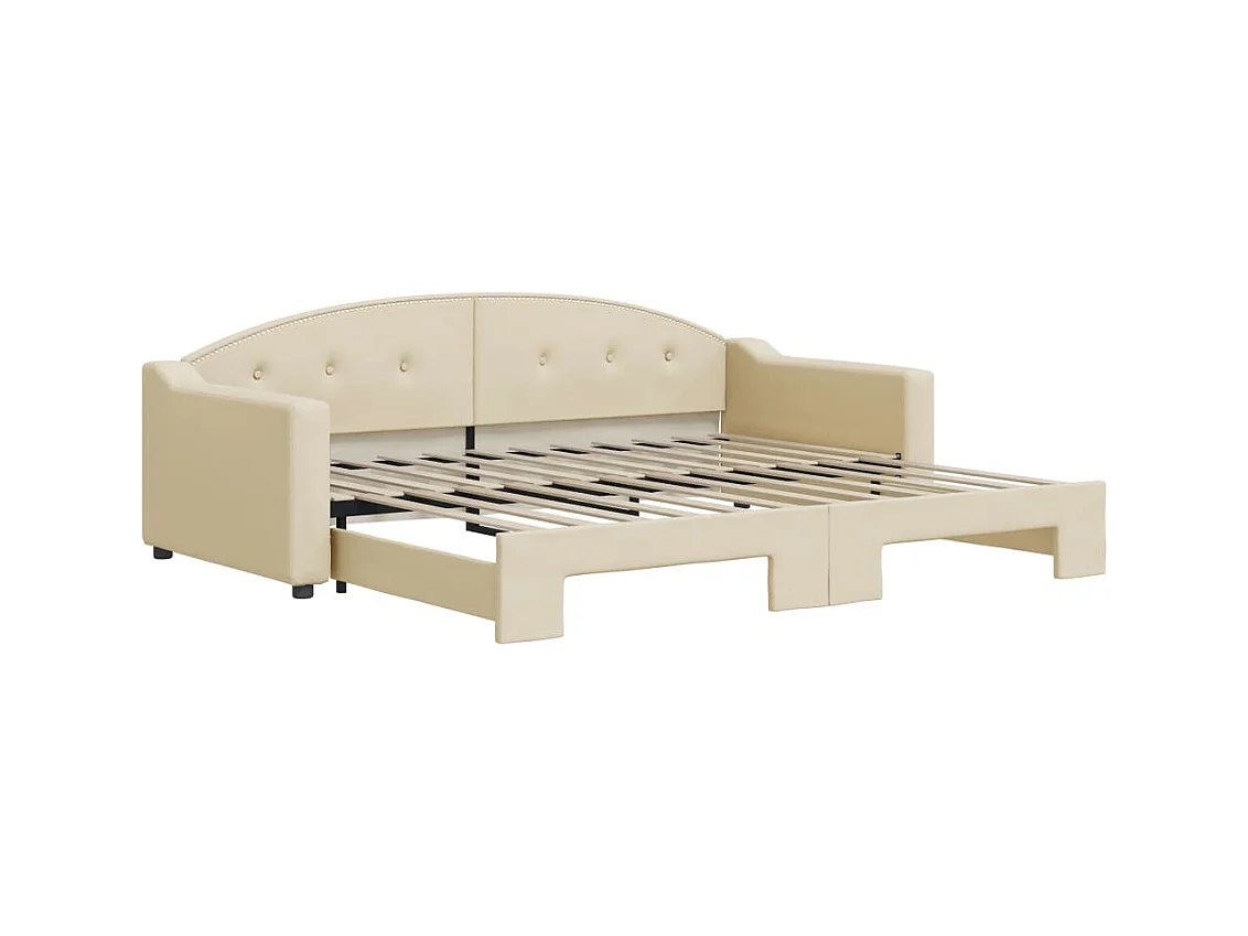 Divano letto con rotelle senza materasso color crema 90x200 cm