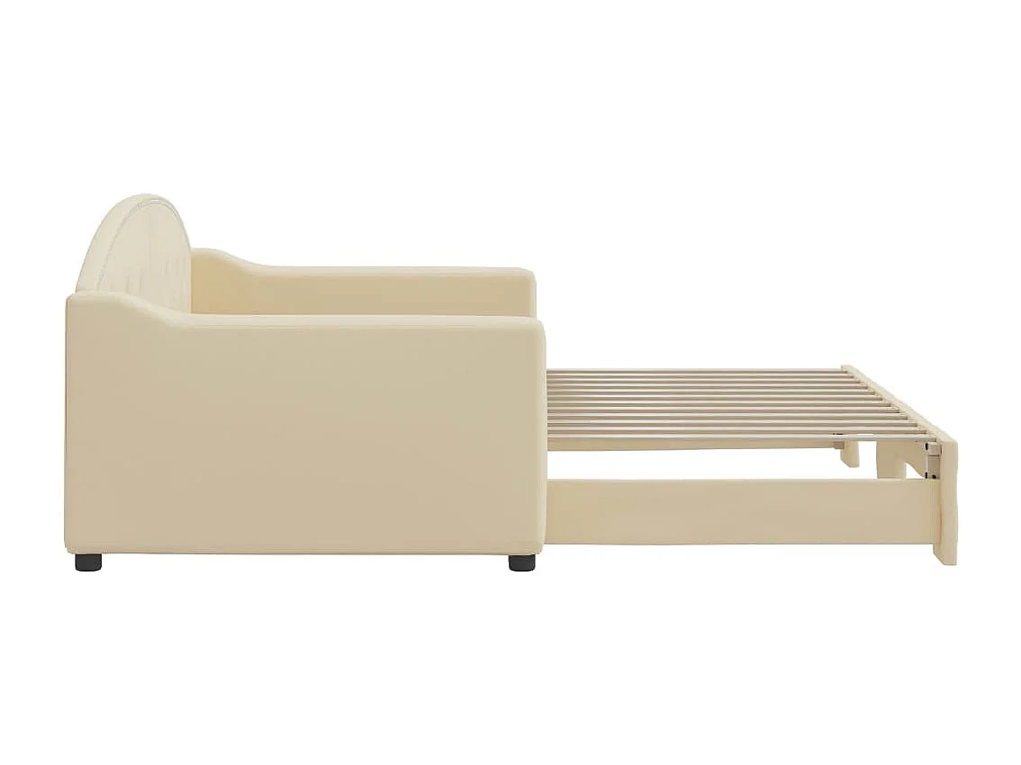 Lit de jour avec gigogne sans matelas crème 90x200 cm