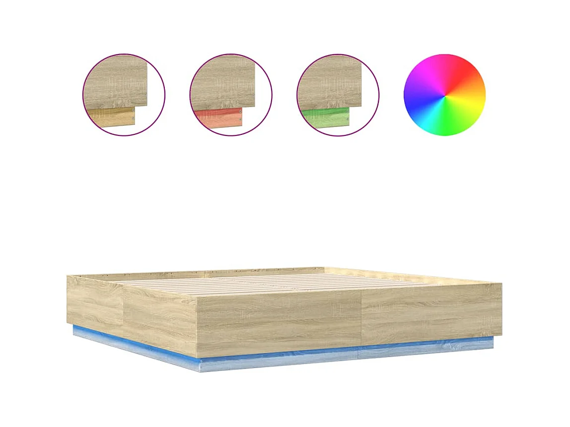 Cadre de lit avec LED sans matelas chêne sonoma 180x200 cm