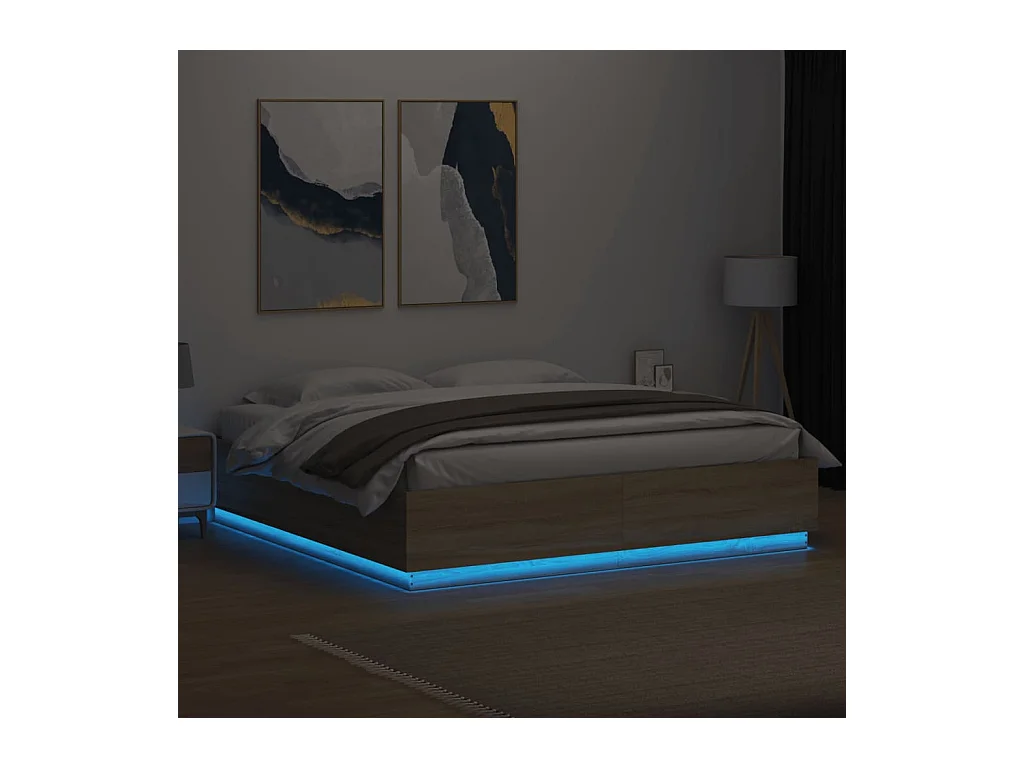 Cadre de lit avec LED sans matelas chêne sonoma 180x200 cm