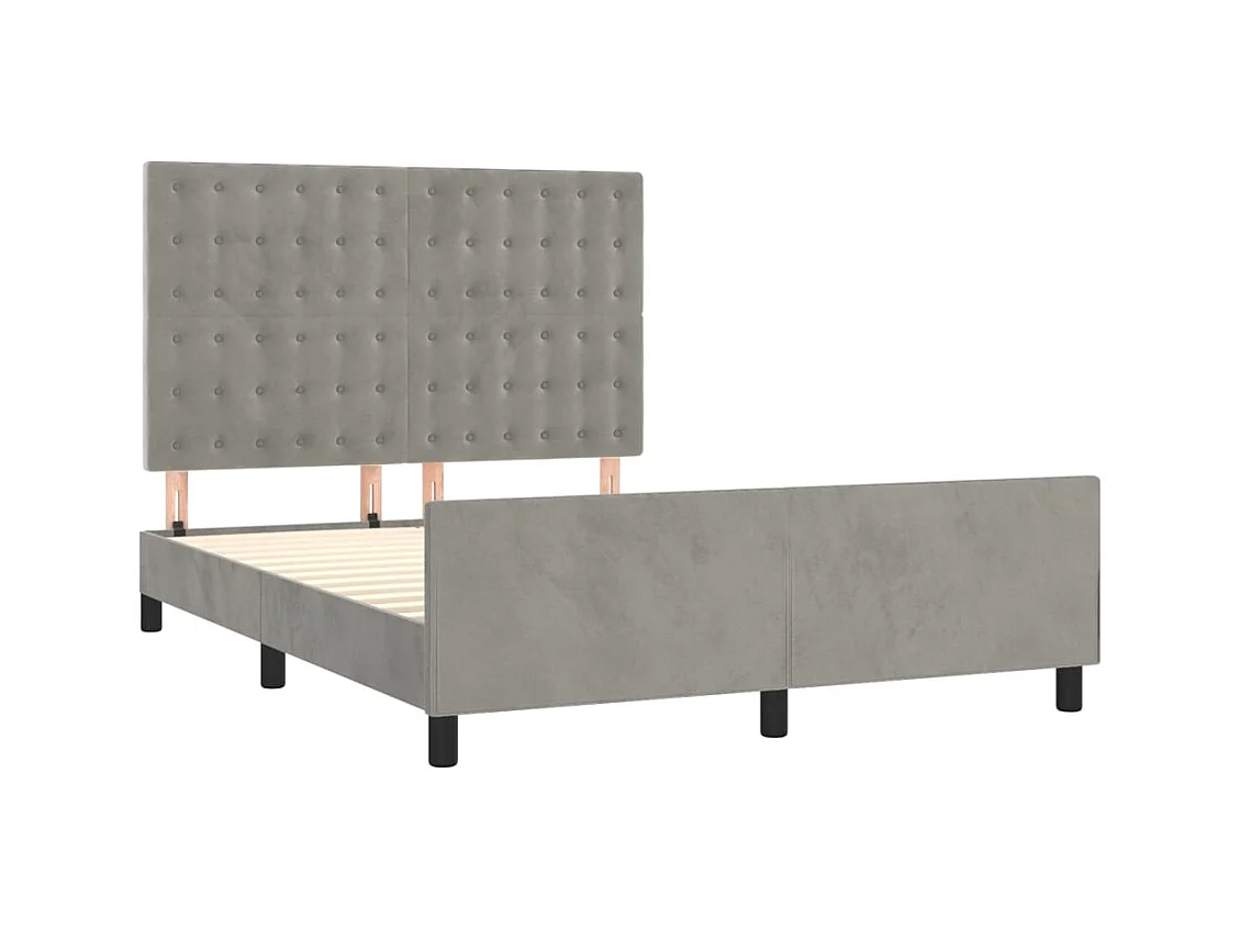 Struttura letto senza materasso grigio chiaro 140x200 cm velluto