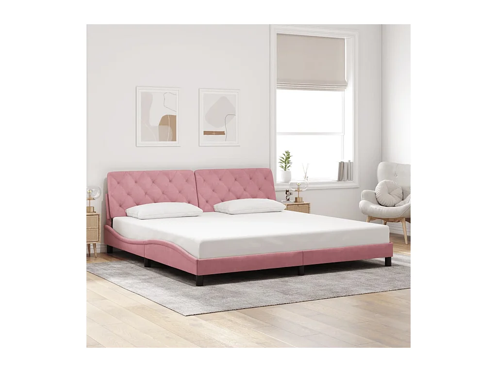 Bedframe zonder matras roze 200x200 cm fluweel