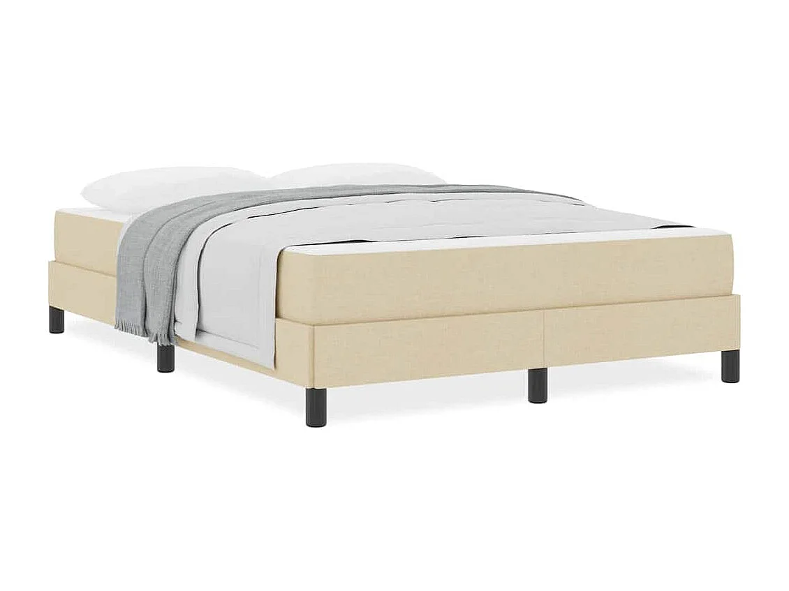 Lit à ressorts avec matelas Crème 140 x 200 cm tissu