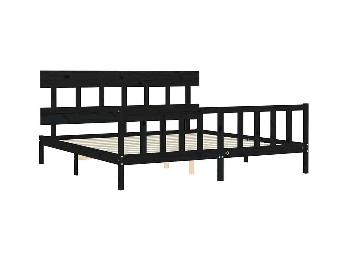 Bettgestell ohne Matratze schwarz 200x200 cm Kiefer Massivholz