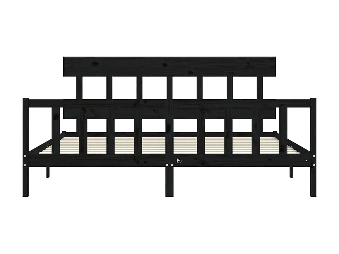 Bedframe zonder matras zwart 200x200 cm massief grenenhout