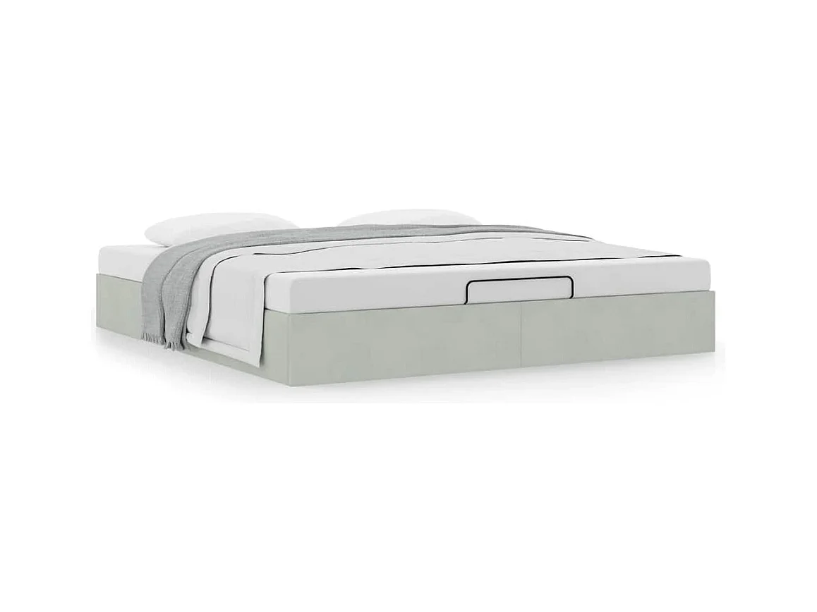 Ottomaanse bedframe zonder matras lichtgrijs 180x200 cm fluweel