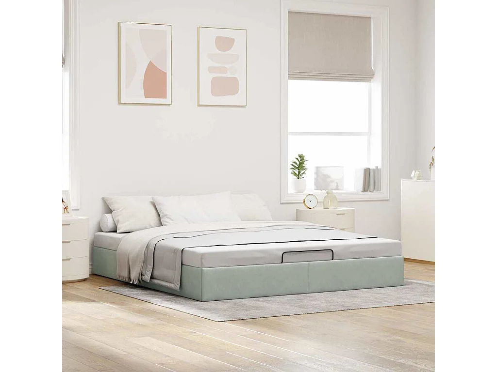 Ottomaanse bedframe zonder matras lichtgrijs 180x200 cm fluweel