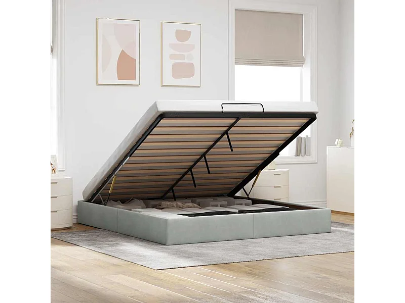 Ottomaanse bedframe zonder matras lichtgrijs 180x200 cm fluweel