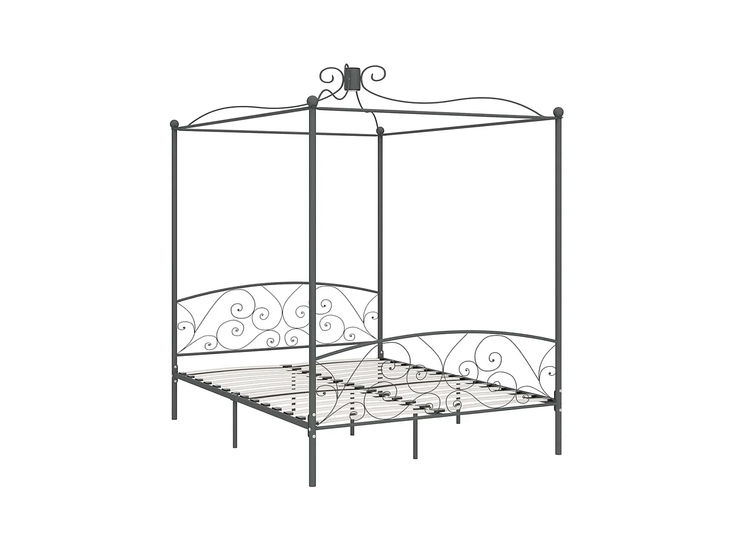 Struttura letto a baldacchino senza materasso in metallo grigio 180x200 cm