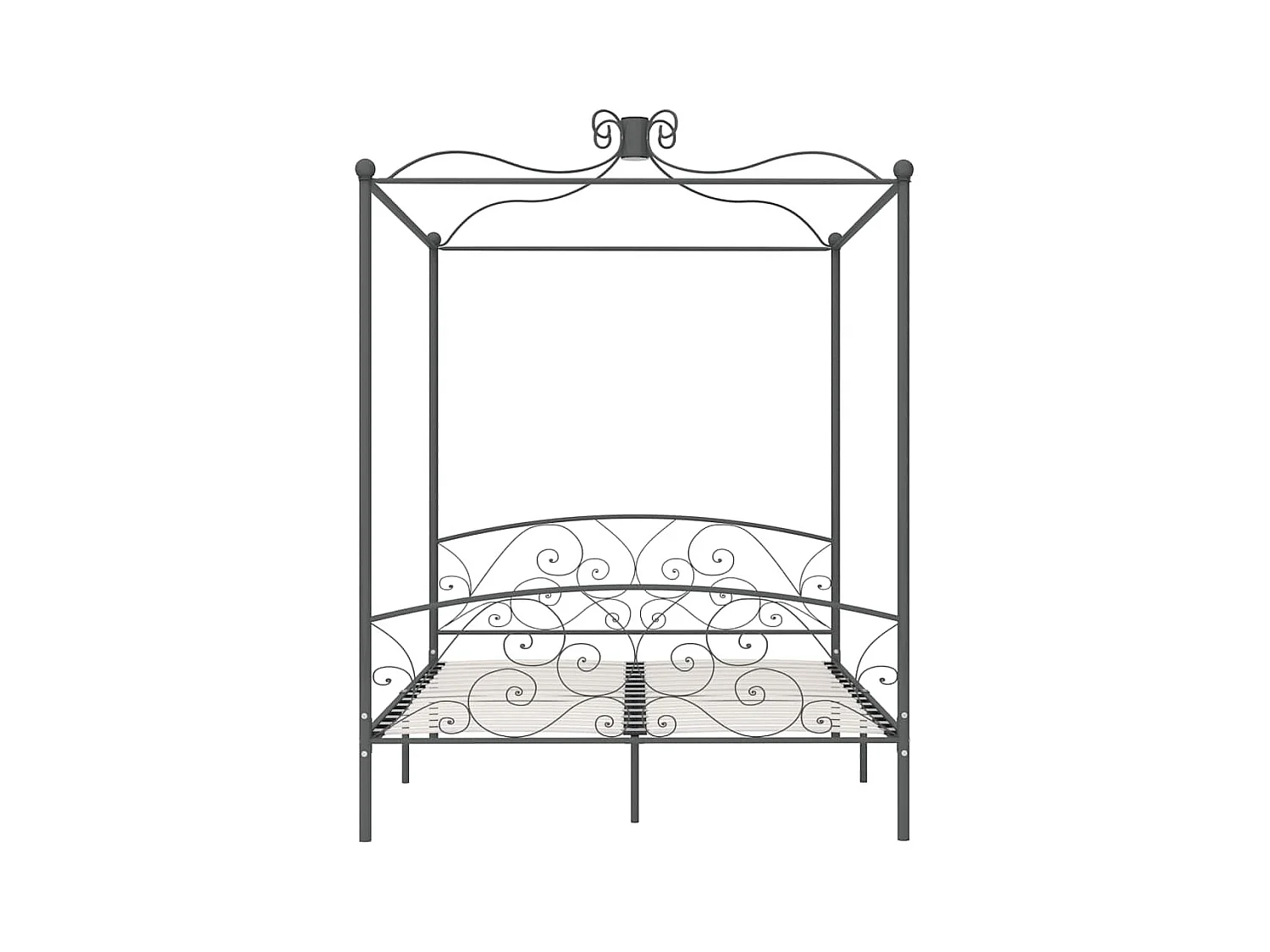 Struttura letto a baldacchino senza materasso in metallo grigio 180x200 cm