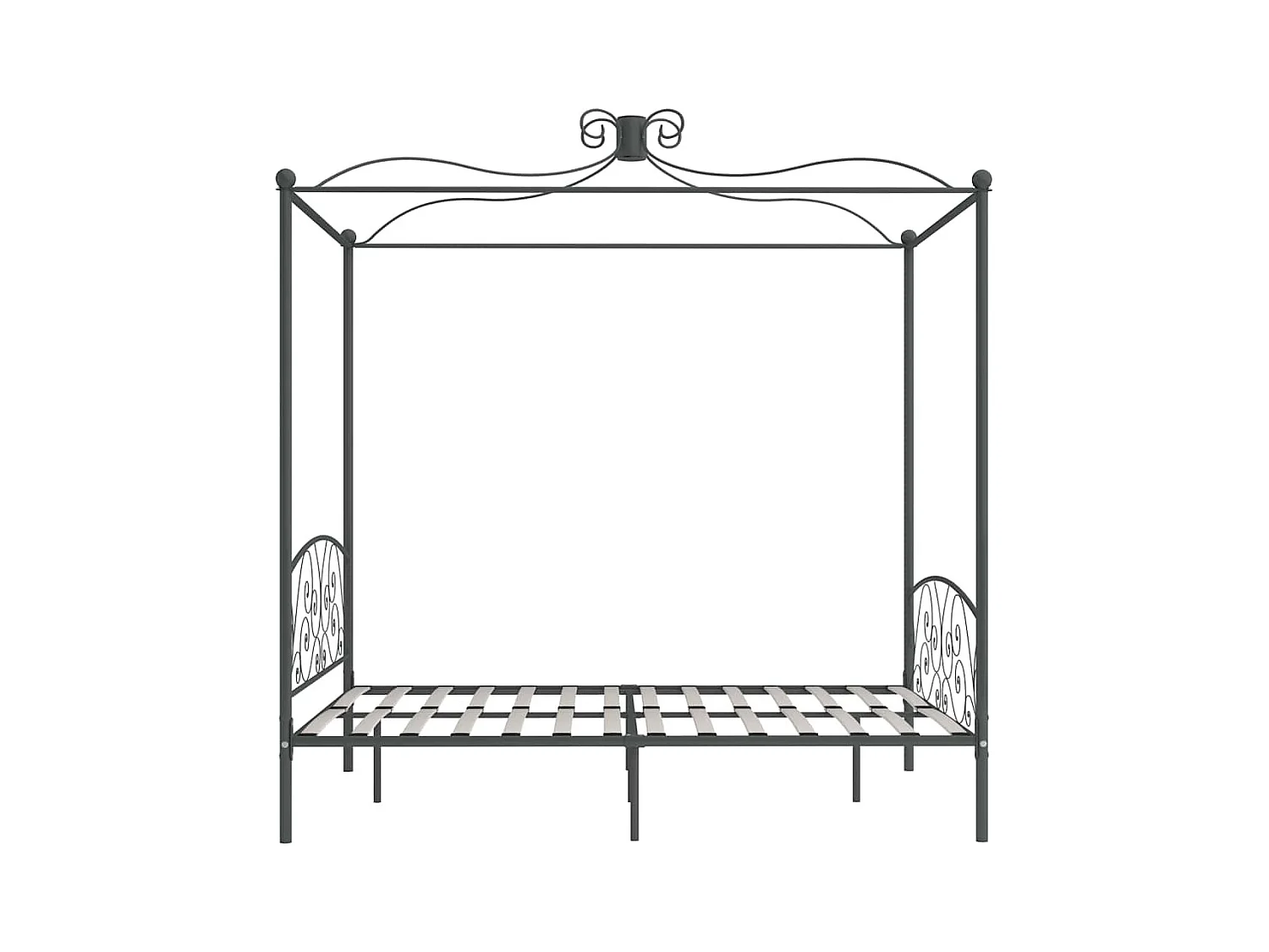 Struttura letto a baldacchino senza materasso in metallo grigio 180x200 cm